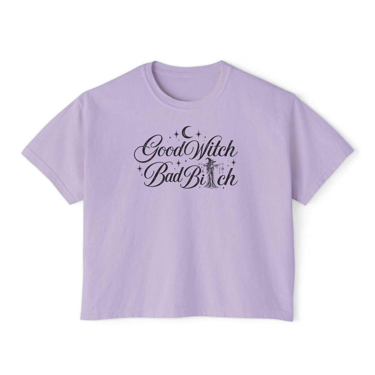 Good Witch Bad Bitch Women's Boxy Tee – Cute Witchy Graphic Crop Top