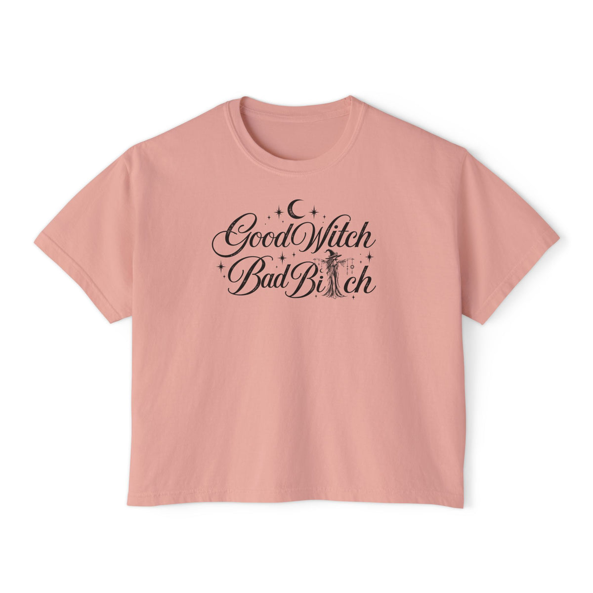 Good Witch Bad Bitch Women's Boxy Tee – Cute Witchy Graphic Crop Top
