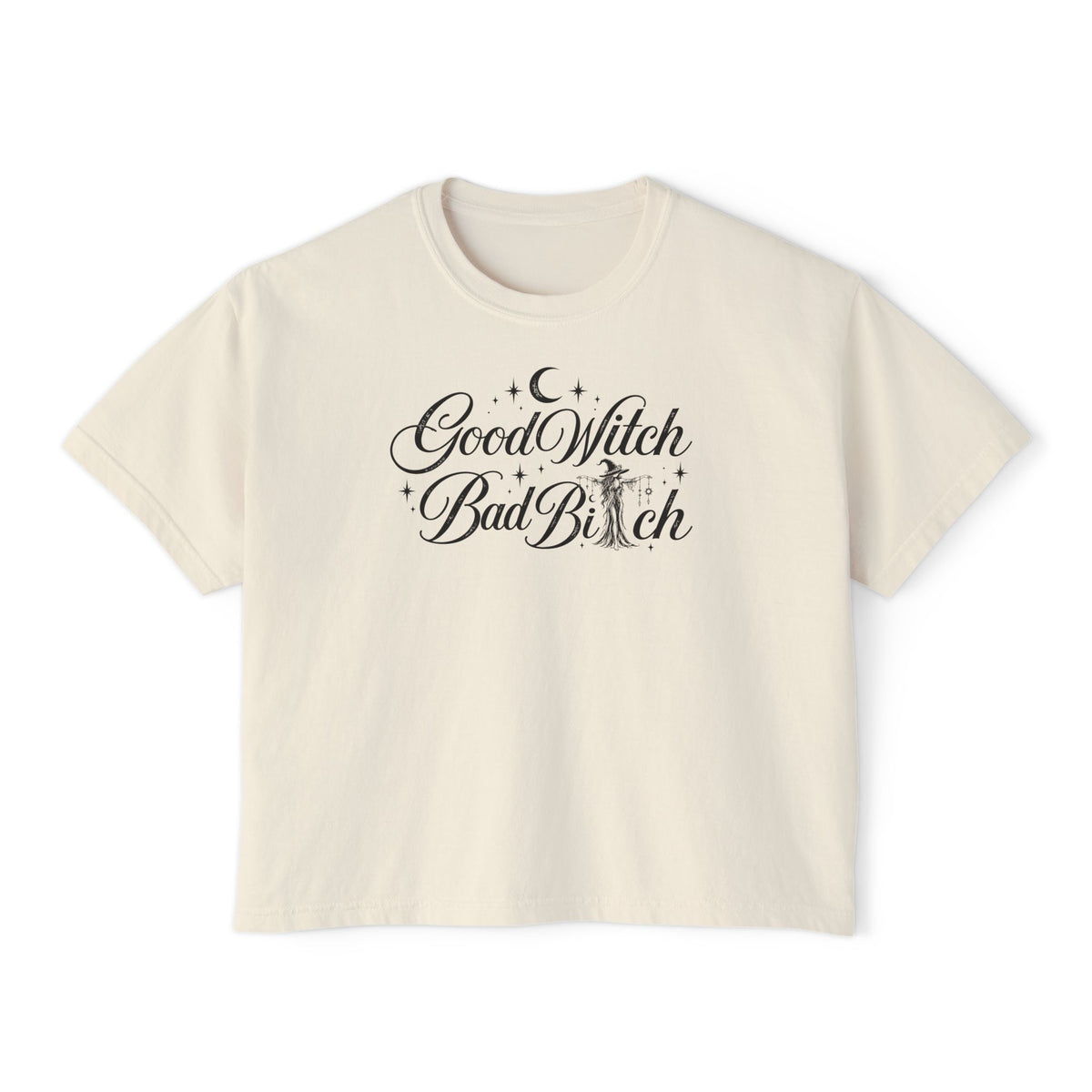 Good Witch Bad Bitch Women's Boxy Tee – Cute Witchy Graphic Crop Top