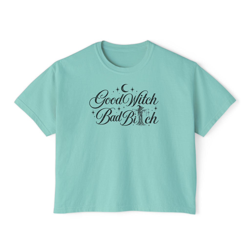 Good Witch Bad Bitch Women's Boxy Tee – Cute Witchy Graphic Crop Top