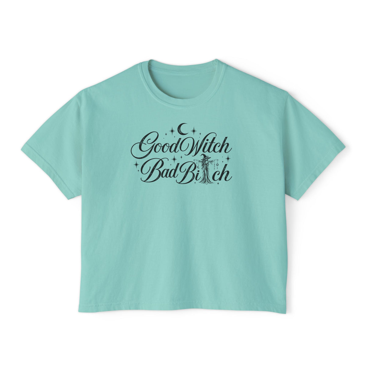 Good Witch Bad Bitch Women's Boxy Tee – Cute Witchy Graphic Crop Top